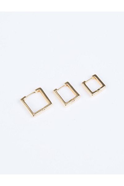 Jimmy Key Gold Color Square Figured Triple Earrings Set