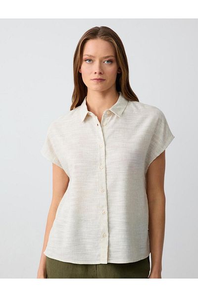 Jimmy Key Stone Short Sleeve Straight Cut Linen Blend Shirt