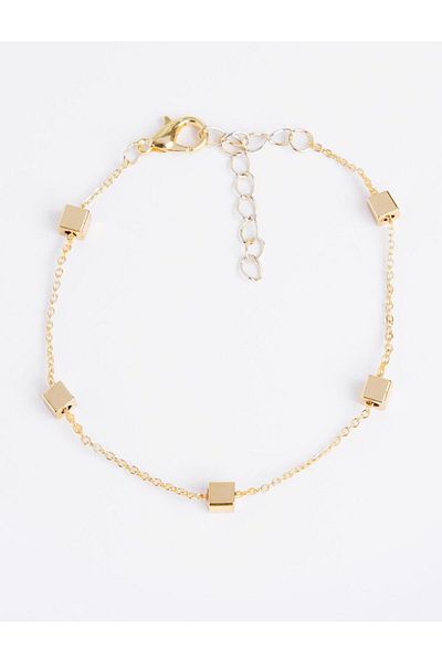 Jimmy Key Gold Color Square Figured Adjustable Chain Bracelet