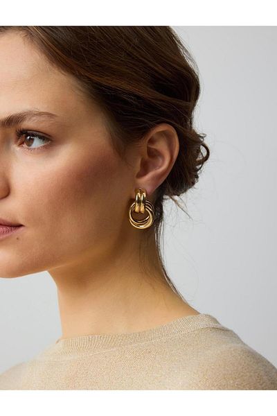 Jimmy Key Gold Color Shiny Metal Earrings