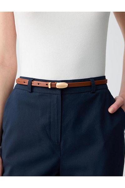 Jimmy Key Camel Hair Shiny Buckle Logo Detailed Belt