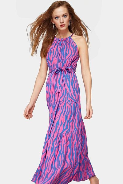 PayBuy A Line Maxi Viscose Blend Summer Dress Sleeveless Halter Neckline Design Stylish Look