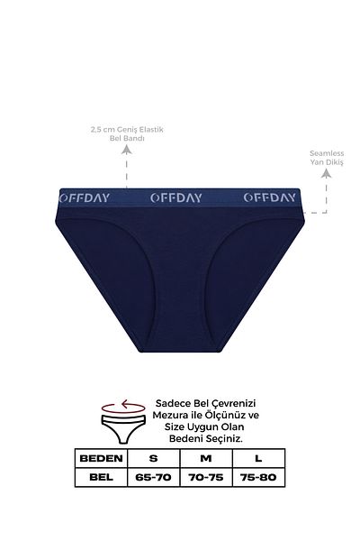 offday Essential Women's Slip 3-Piece Navy Blue – Modal Cotton, Natural Structure, Flexible and Sweat-Free, Boxed
