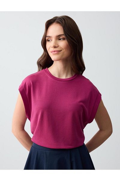 Jimmy Key Tricou modal tricotat fără mâneci, mov, cu croială dreaptă