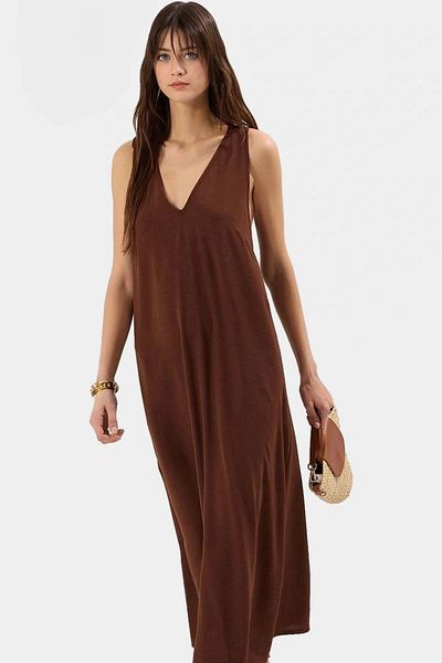 PayBuy Maxi Dress Straight Cut V Neck Summer Casual Polyester Woven High Quality Perfect Fit