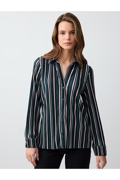 Jimmy Key Mixed Slim Fit Long Sleeve Line Print Woven Shirt