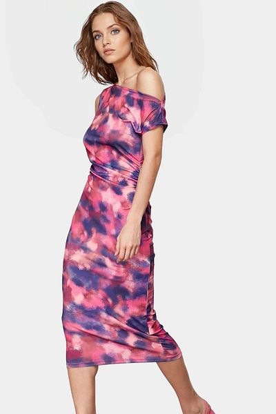 PayBuy Multi Printed Midi Length Bodycon Dress Summer Knitted Fabric Special Design Carefully Selected