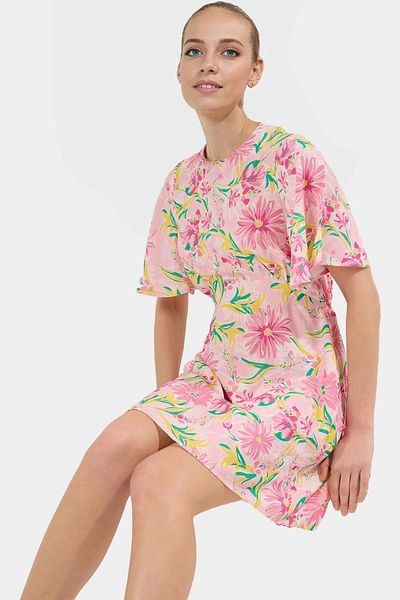PayBuy Tropical Floral A-Line Viscose Mini Dress Summer Casual Quality Craftsmanship Professional Look