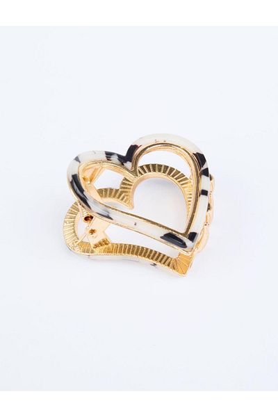 Jimmy Key White Leopard Patterned Heart Figured Buckle