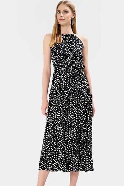 PayBuy A Line Maxi Viscose Blend Summer Dress Sleeveless Halter Neckline Design Stylish Look