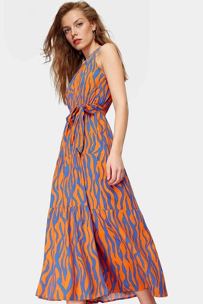 PayBuy A Line Maxi Viscose Blend Summer Dress Sleeveless Halter Neckline Design Stylish Look