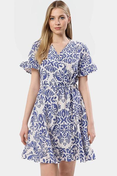PayBuy Summer Mini Dress V-Neck Linen Look 85% Viscose Comfortable Casual Style Distinguished Material High Quality