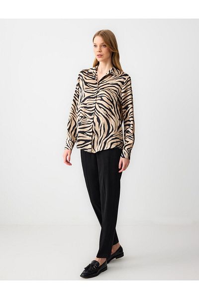 Jimmy Key Black Straight Cut High Waist Regular Leg Woven Fabric Trousers