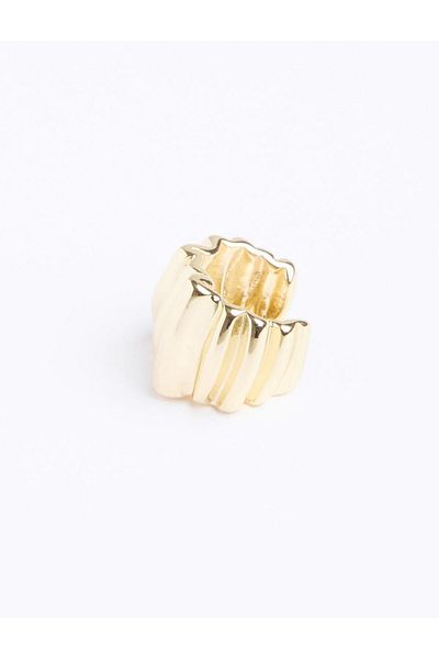 Jimmy Key Gold Color Crimp Patterned Joint Earrings