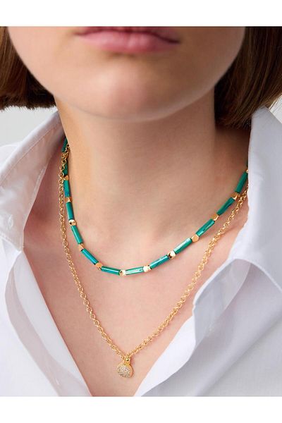 Jimmy Key Green Pearlescent Adjustable Double Necklace