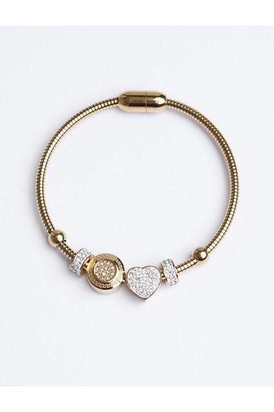 Jimmy Key Gold Color Heart Figured Shiny Charm Bracelet