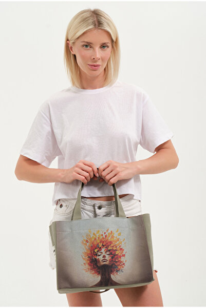 Lemoors Hibiscus Waxed Canvas Printed Light Green Colored Design Bag