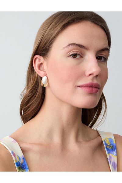 Jimmy Key White Drop Figured Pearl Earrings