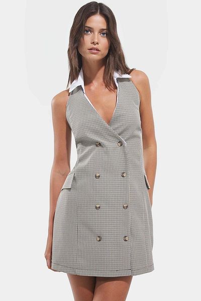 PayBuy Summer Plaid Mini Jacket Dress 100% Polyester Woven Fabric Carefully Selected Premium Quality