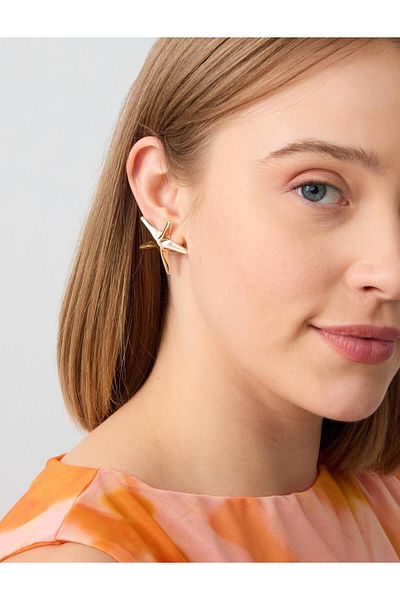 Jimmy Key Gold Color Star Figured Metal Earrings