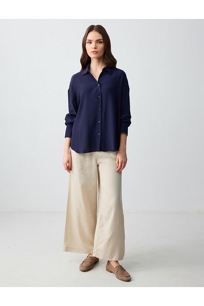 Jimmy Key Loose fit Shirt Collar Woven Dark Blue Shirt