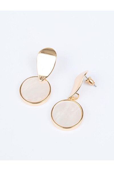 Jimmy Key White Geometric Figure Dangle Earrings