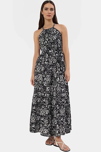 PayBuy A Line Maxi Viscose Blend Summer Dress Sleeveless Halter Neckline Design Stylish Look
