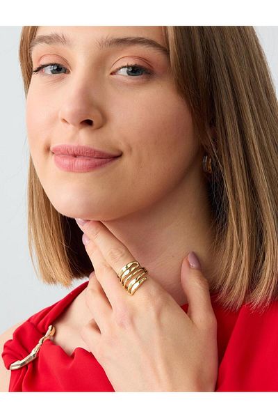 Jimmy Key Gold Color Row Glossy Ring