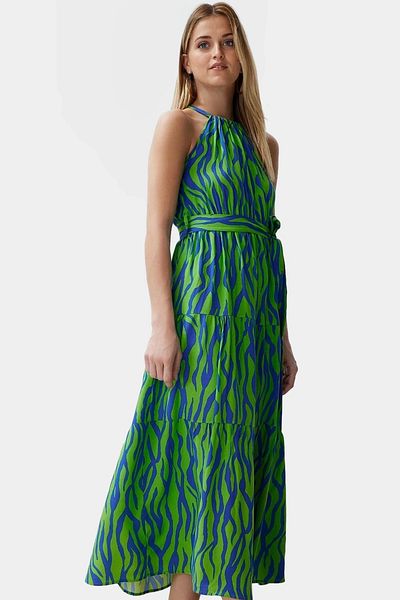 PayBuy A Line Maxi Viscose Blend Summer Dress Sleeveless Halter Neckline Design Stylish Look