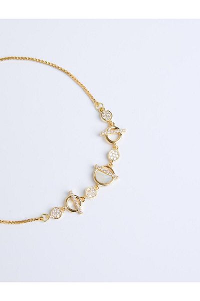 Jimmy Key Gold Color Shiny Ring Figured Bracelet