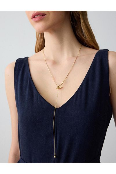 Jimmy Key Gold Color Figured Long Adjustable Necklace