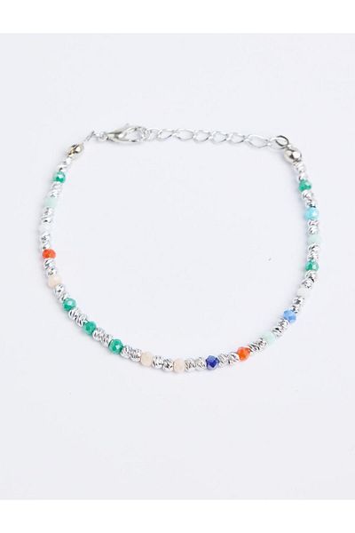 Jimmy Key Silver Color Mini Bead Detailed Adjustable Bracelet