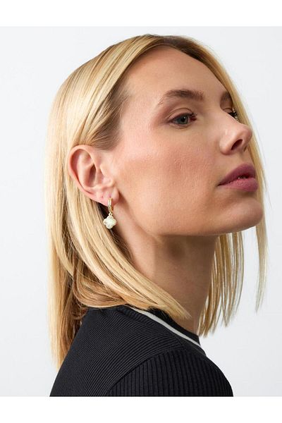Jimmy Key Gold Color Clover Figured Swinging Shiny Earrings