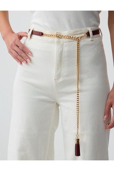 Jimmy Key Brown Chain Detailed Belt