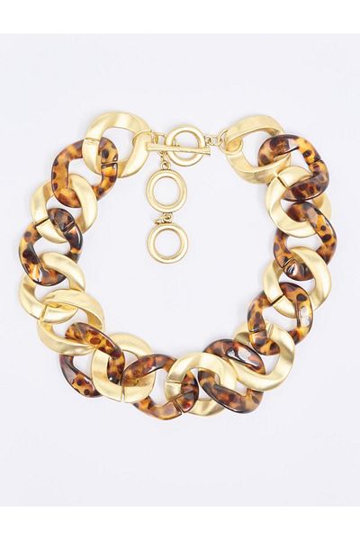 Jimmy Key Brown Leopard Print Chain Necklace