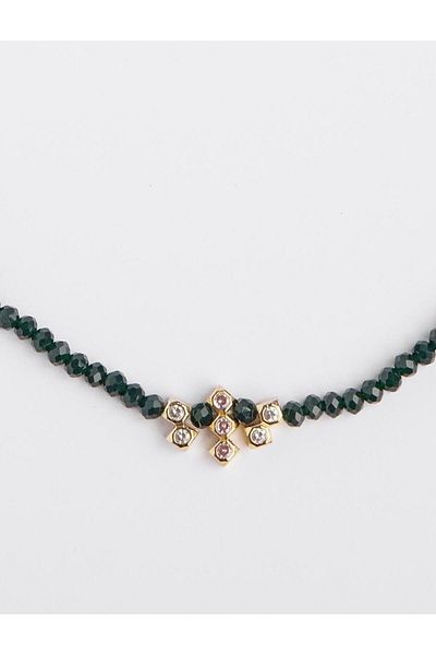 Jimmy Key Green Natural Stone Detailed Beaded Necklace