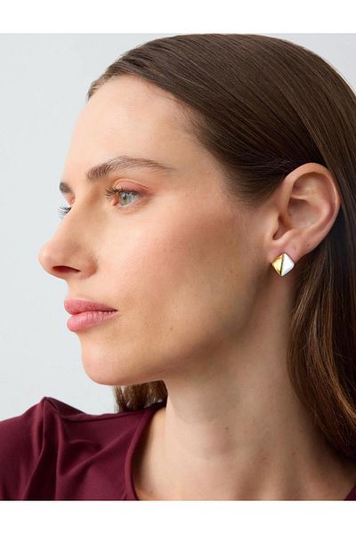 Jimmy Key White Square Formed Modern Earrings