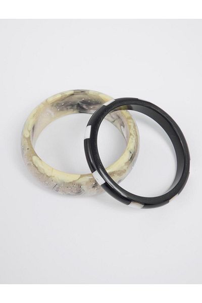 Jimmy Key Mixed Marble Look Double Bracelet Set
