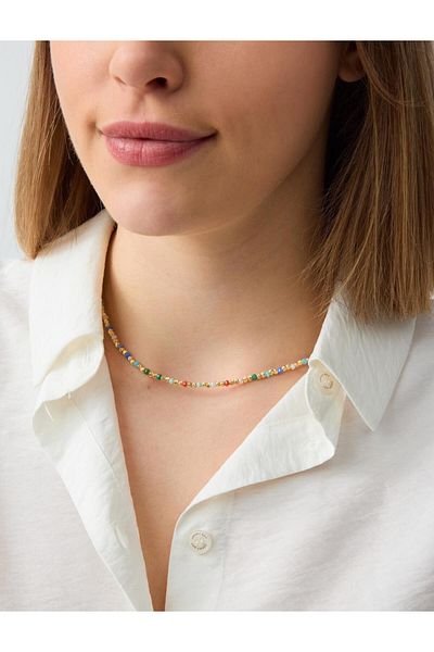 Jimmy Key Gold Color Shiny Stone Adjustable Necklace
