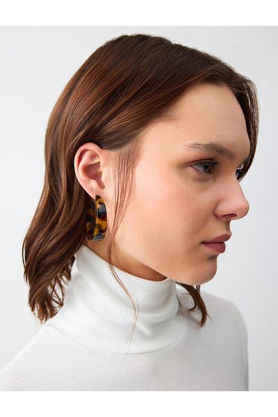 Jimmy Key Brown Leopard Print Hoop Earrings