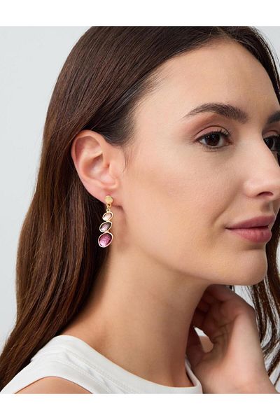 Jimmy Key Pink Oval Figured Dangle Earrings