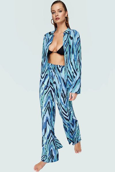 PayBuy Summer Multi Abstract Pattern Viscose Long Shirt Pants Suit Stylish Appearance Premium Quality
