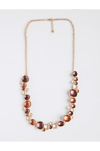 Jimmy Key Brown Multiple Round Figured Adjustable Necklace