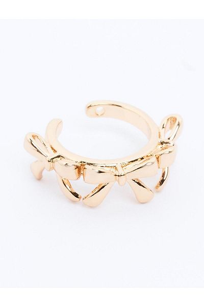 Jimmy Key Gold Color Bow Figured Half Hoop Earrings