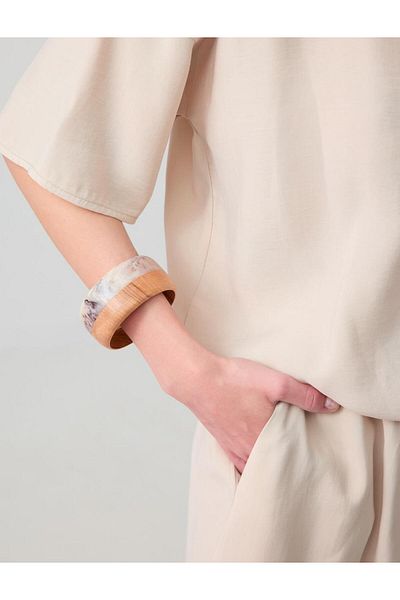 Jimmy Key Mixed Wood Look Thick Bracelet