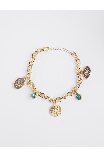 Jimmy Key Gold Color Figured Charm Bracelet
