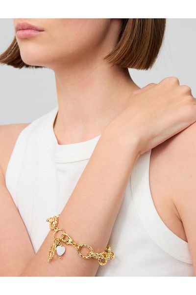 Jimmy Key Gold Color Clover Figured Chain Bracelet