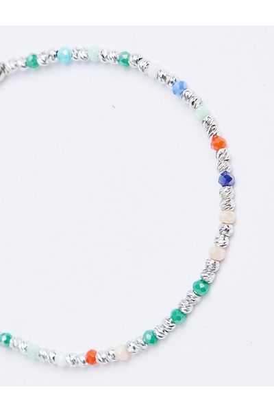Jimmy Key Silver Color Mini Bead Detailed Adjustable Bracelet