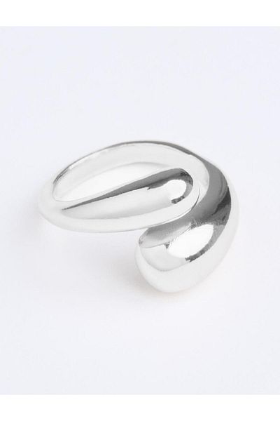 Jimmy Key Silver Color Drop Figured Shiny Ring