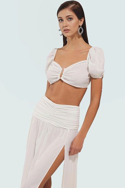 PayBuy Summer Woven Blouse Skirt Set V Neck Short Sleeve Beach Fashion High Quality Comfortable Cut